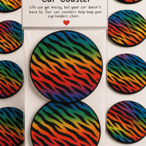 Rainbow Zebra Car Coasters 2 Pack