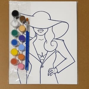 Elegant Woman in Hat 8*10 Canvas Paint Set